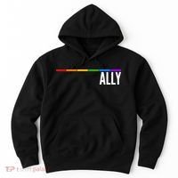 Ally LGBT Support Rainbow Thin Line Hoodie thumb 0