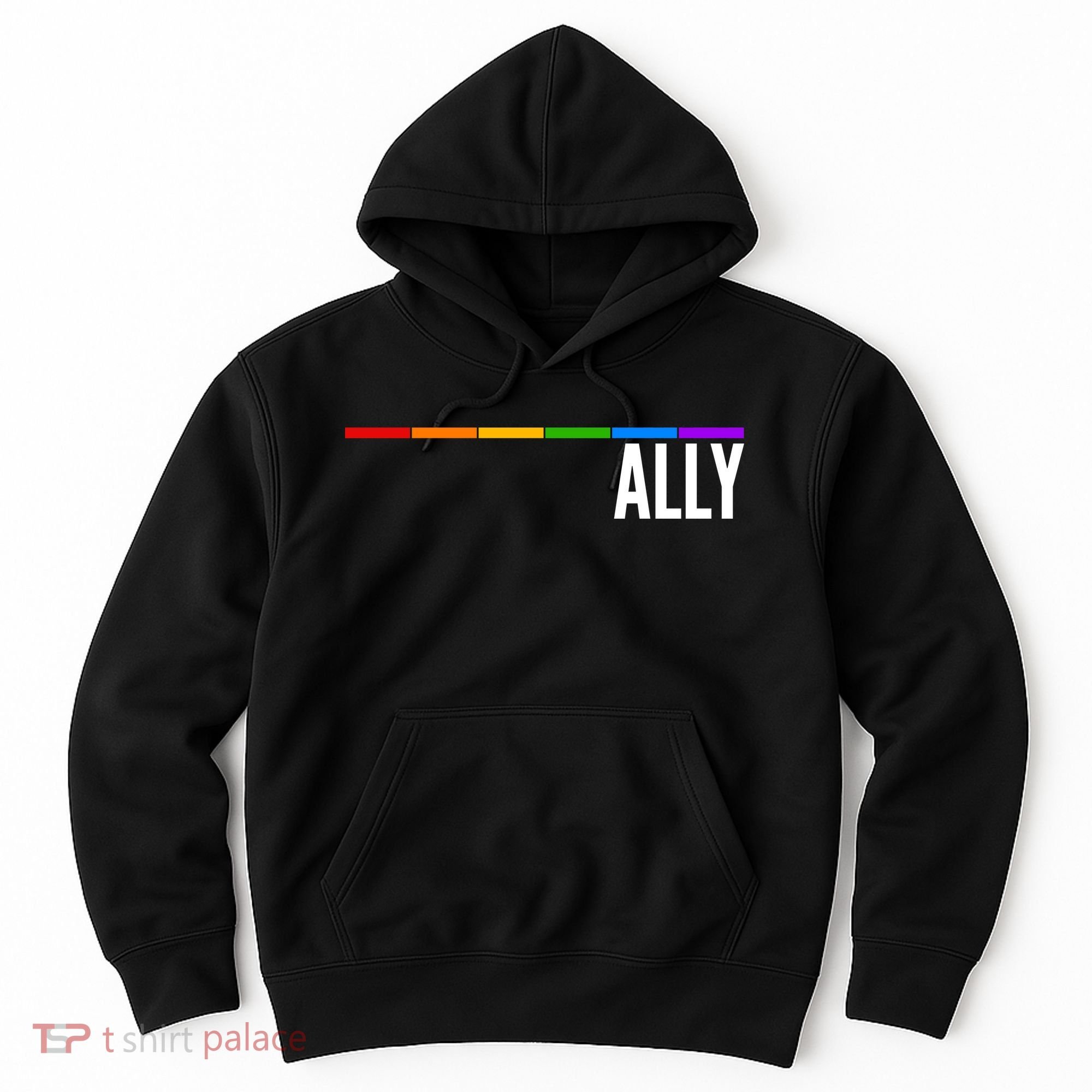 Ally LGBT Support Rainbow Thin Line Hoodie