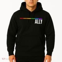 Ally LGBT Support Rainbow Thin Line Hoodie thumb 2