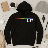 Ally LGBT Support Rainbow Thin Line Hoodie thumb 3