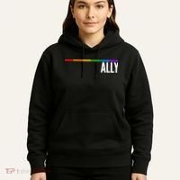 Ally LGBT Support Rainbow Thin Line Hoodie thumb 5
