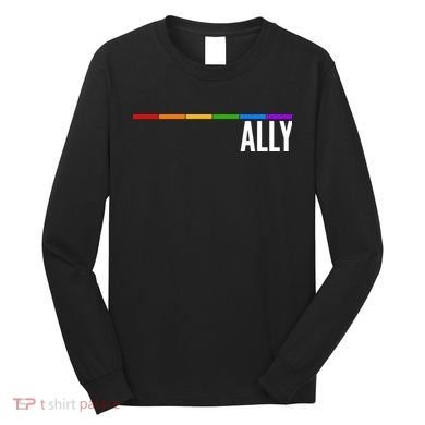 Ally LGBT Support Rainbow Thin Line Long Sleeve Shirt