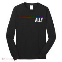 Ally LGBT Support Rainbow Thin Line Long Sleeve Shirt thumb 0