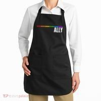 Ally LGBT Support Rainbow Thin Line Apron thumb 2