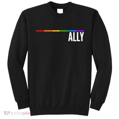 Ally LGBT Support Rainbow Thin Line Sweatshirt