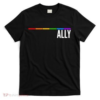 Ally LGBT Support Rainbow Thin Line T-Shirt
