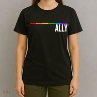 Ally LGBT Support Rainbow Thin Line T-Shirt thumb 4