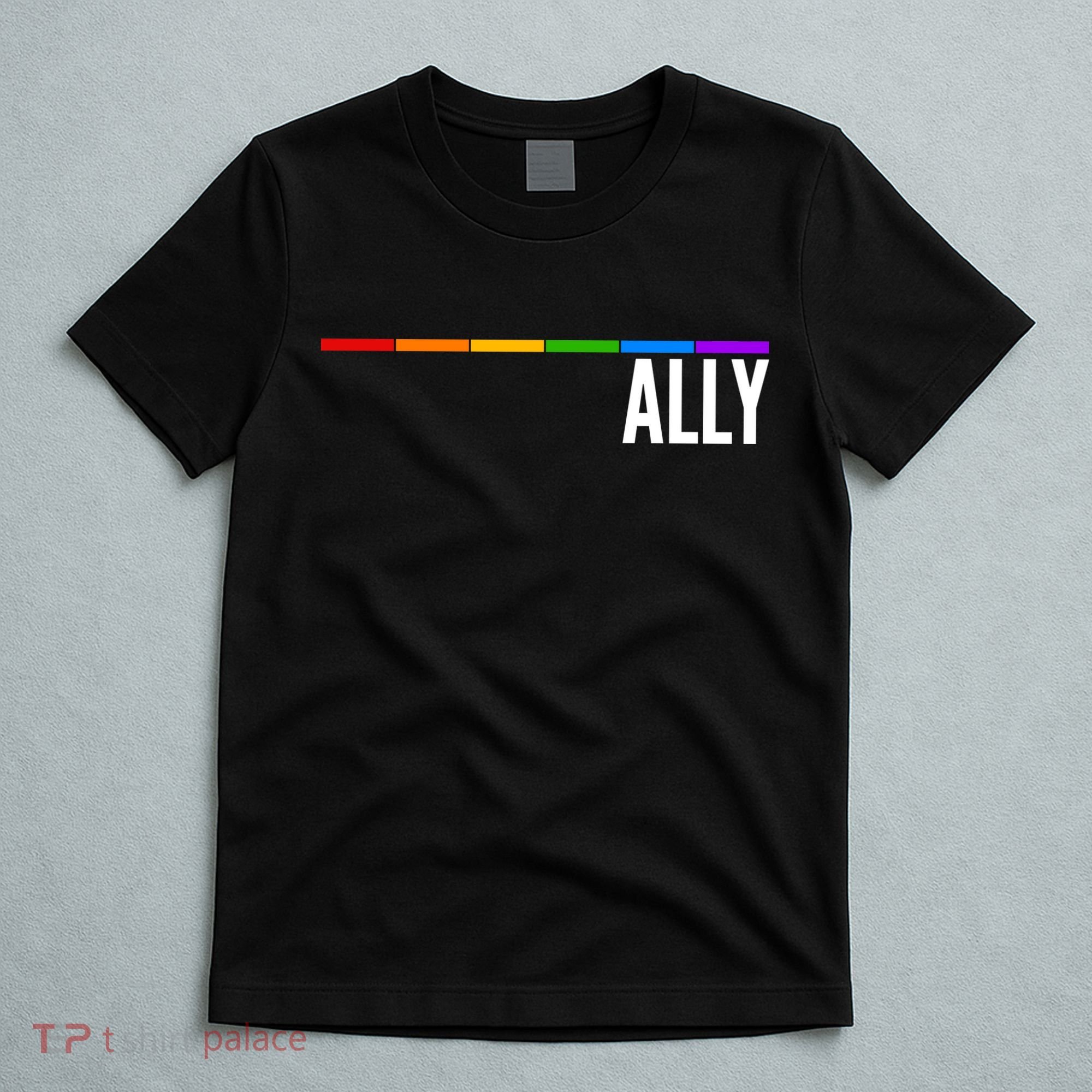 Ally LGBT Support Rainbow Thin Line T-Shirt