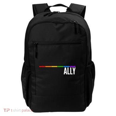 Ally LGBT Support Rainbow Thin Line Backpack