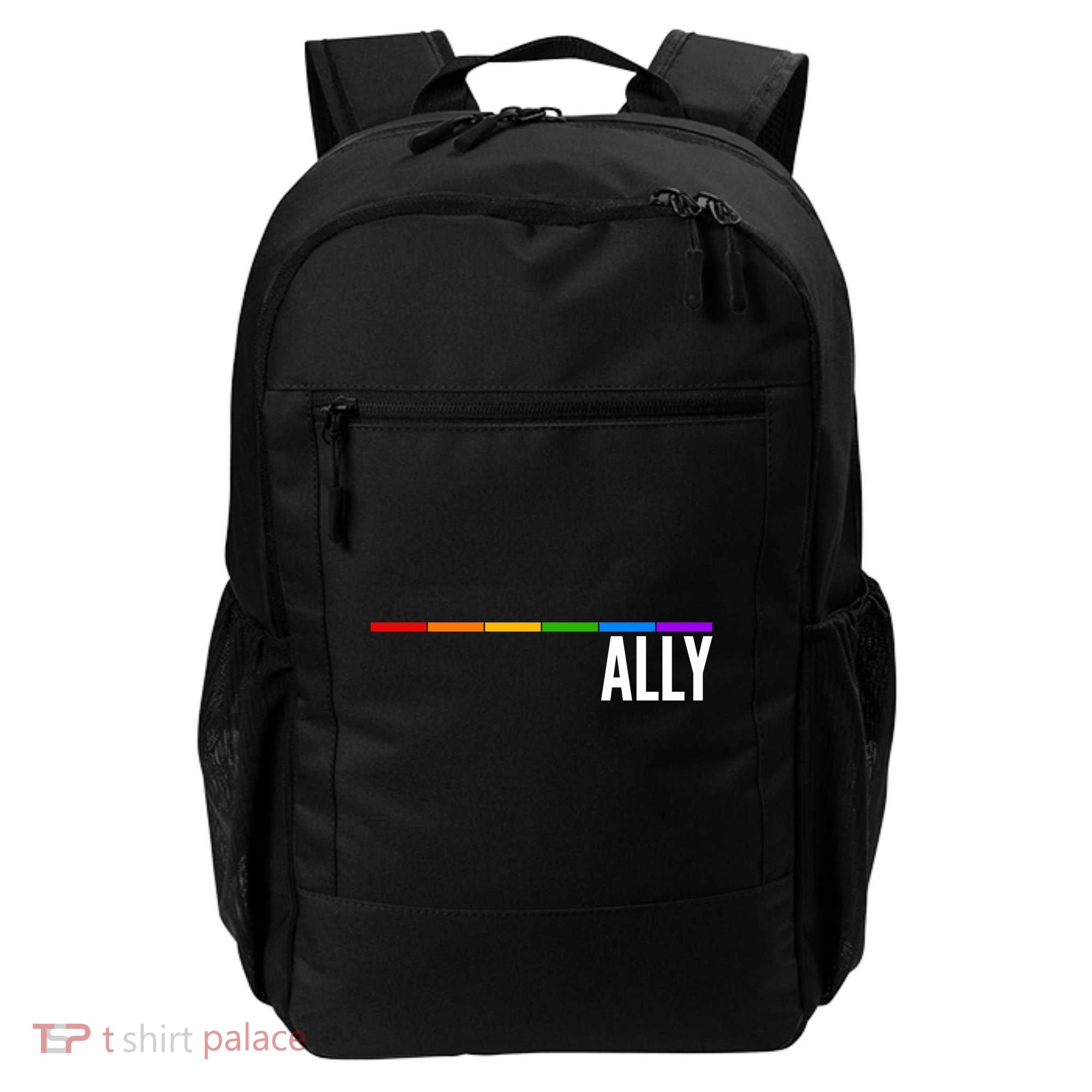 Ally LGBT Support Rainbow Thin Line Backpack