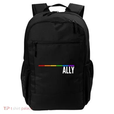Ally LGBT Support Rainbow Thin Line Backpack