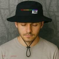 Ally LGBT Support Rainbow Thin Line Bucket Hat thumb 2