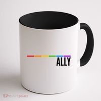 Ally LGBT Support Rainbow Thin Line Coffee Mug thumb 1