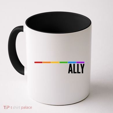Ally LGBT Support Rainbow Thin Line Coffee Mug