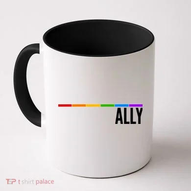 Ally LGBT Support Rainbow Thin Line Coffee Mug