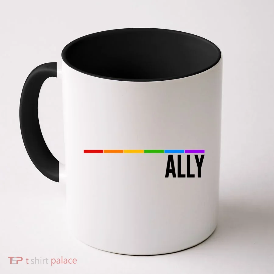 Ally LGBT Support Rainbow Thin Line Coffee Mug