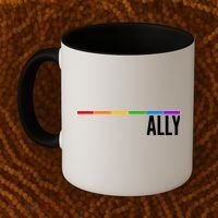 Ally LGBT Support Rainbow Thin Line Coffee Mug thumb 2