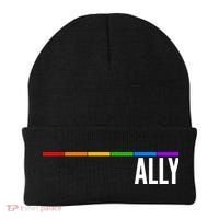Ally LGBT Support Rainbow Thin Line Beanie thumb 0