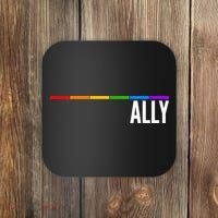 Ally LGBT Support Rainbow Thin Line Coaster thumb 0