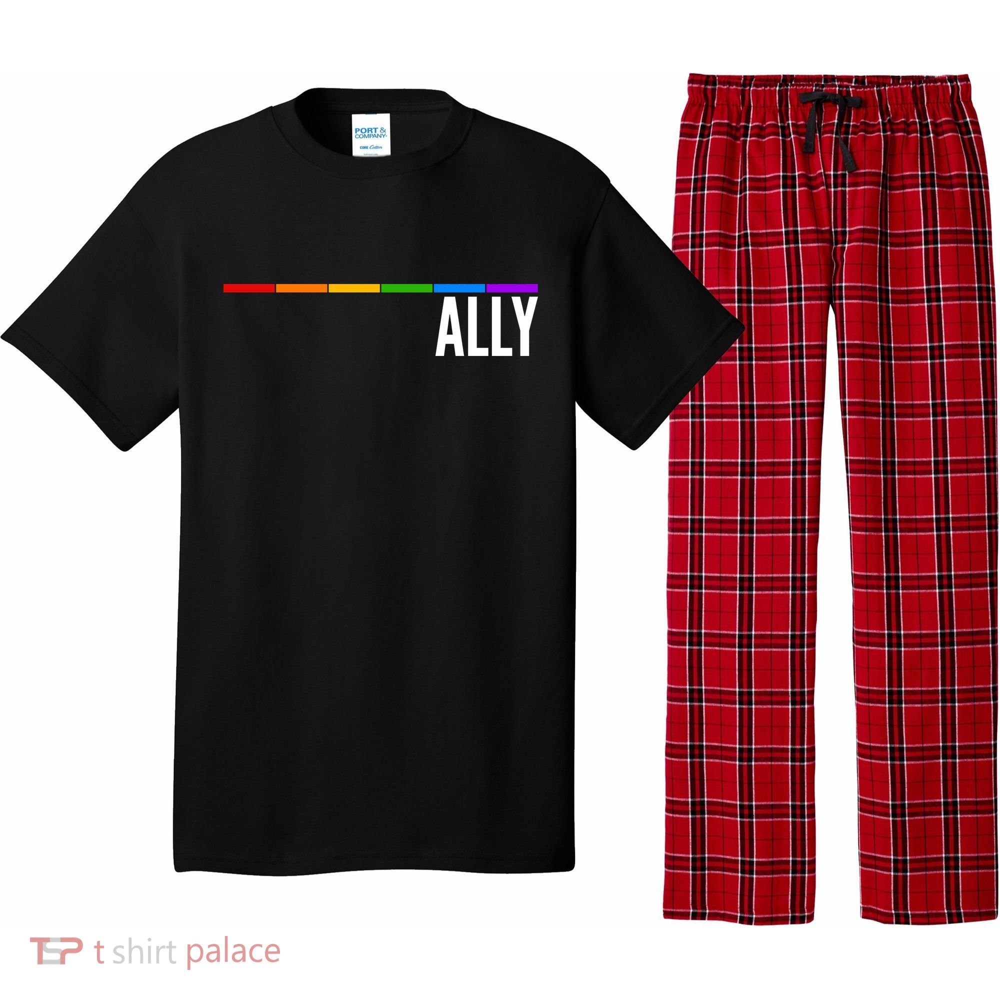 Ally LGBT Support Rainbow Thin Line Pajama Set