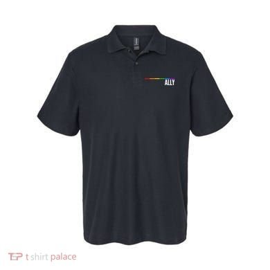 Ally LGBT Support Rainbow Thin Line Polo