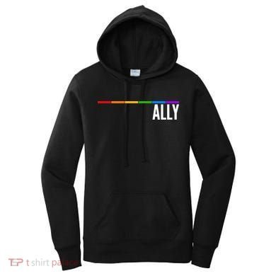 Ally LGBT Support Rainbow Thin Line Women's Hoodie
