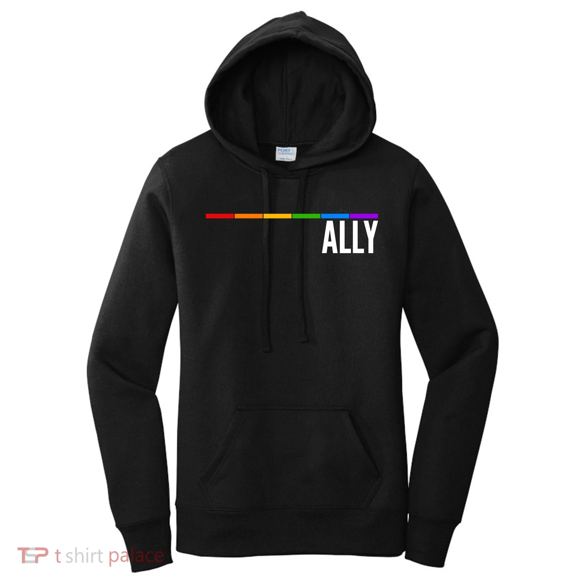 Ally LGBT Support Rainbow Thin Line Women's Hoodie