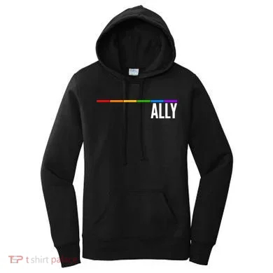 Ally LGBT Support Rainbow Thin Line Women's Hoodie