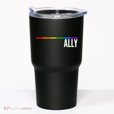 Ally LGBT Support Rainbow Thin Line Tumbler