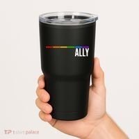 Ally LGBT Support Rainbow Thin Line Tumbler thumb 2