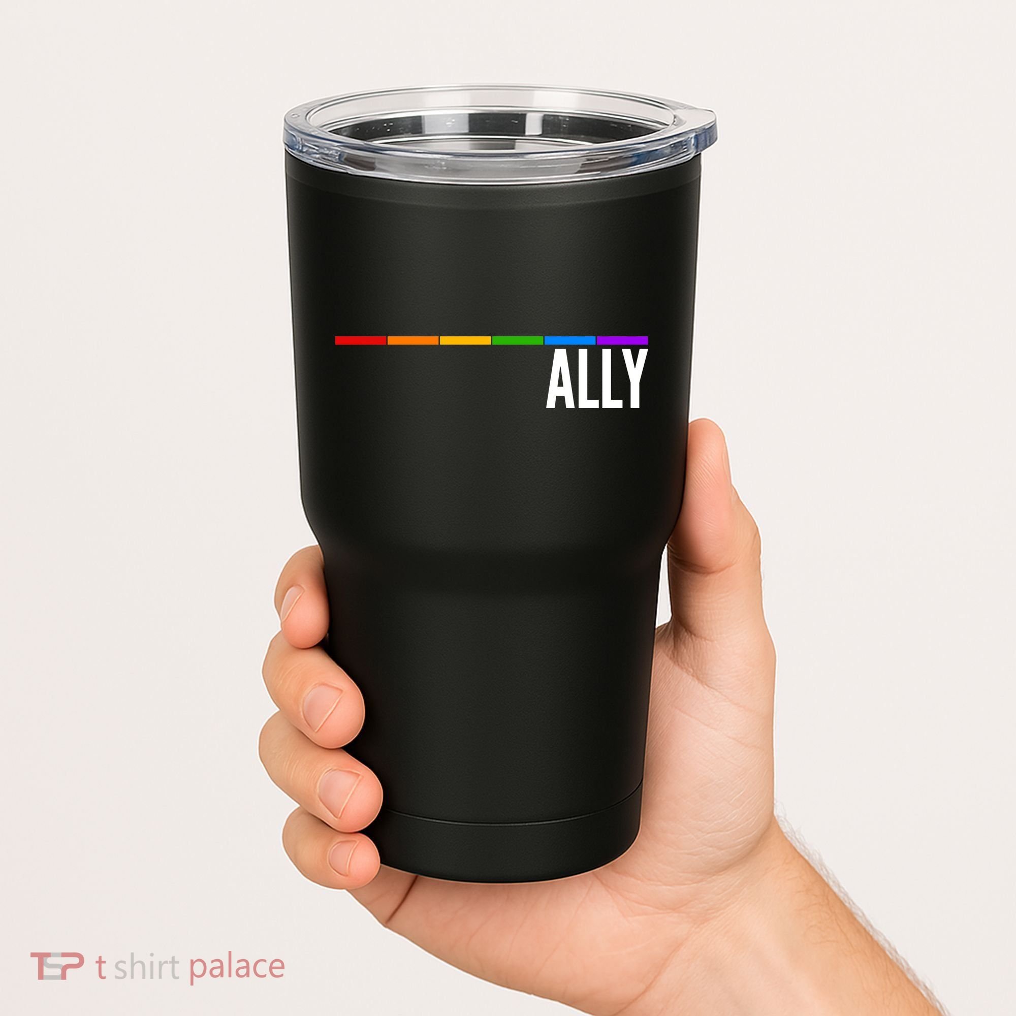 Ally LGBT Support Rainbow Thin Line Tumbler