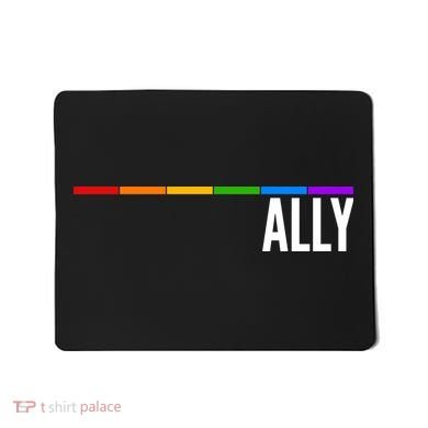 Ally LGBT Support Rainbow Thin Line Mousepad