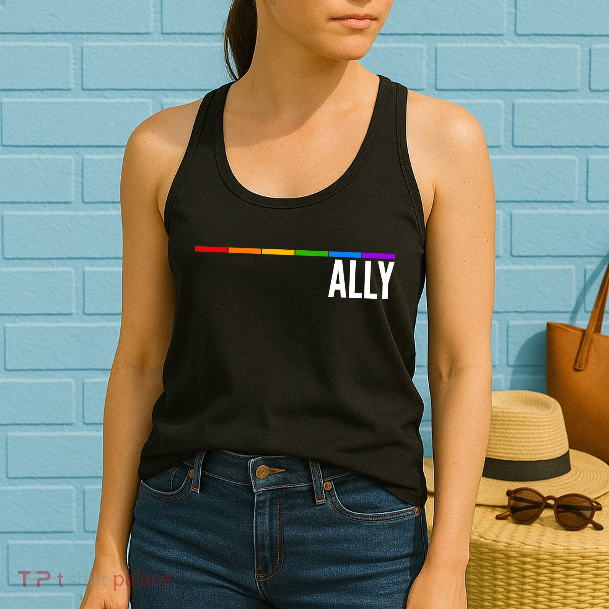 Ally LGBT Support Rainbow Thin Line Women's Tank Top