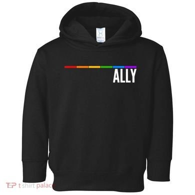 Ally LGBT Support Rainbow Thin Line Toddler Hoodie