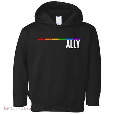 Ally LGBT Support Rainbow Thin Line Toddler Hoodie