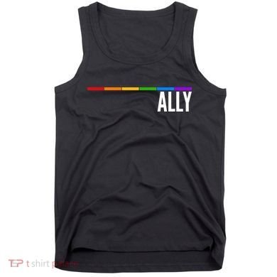 Ally LGBT Support Rainbow Thin Line Tank Top