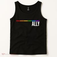 Ally LGBT Support Rainbow Thin Line Tank Top thumb 2