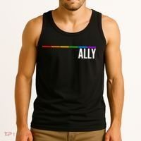 Ally LGBT Support Rainbow Thin Line Tank Top thumb 3