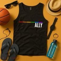 Ally LGBT Support Rainbow Thin Line Tank Top thumb 4