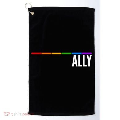 Ally LGBT Support Rainbow Thin Line Golf Towel