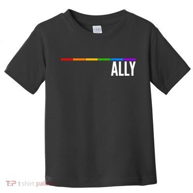 Ally LGBT Support Rainbow Thin Line Toddler T-Shirt