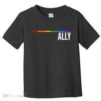 Ally LGBT Support Rainbow Thin Line Toddler T-Shirt thumb 0