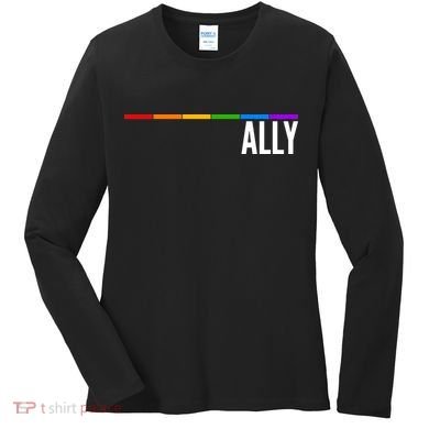 Ally LGBT Support Rainbow Thin Line Women's Long Sleeve Shirt