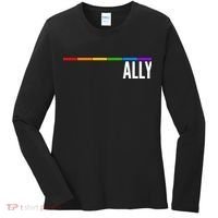 Ally LGBT Support Rainbow Thin Line Women's Long Sleeve Shirt thumb 0