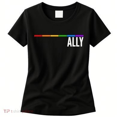 Ally LGBT Support Rainbow Thin Line Women's T-Shirt