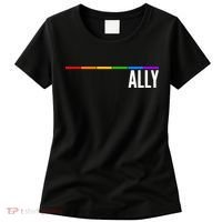 Ally LGBT Support Rainbow Thin Line Women's T-Shirt thumb 0