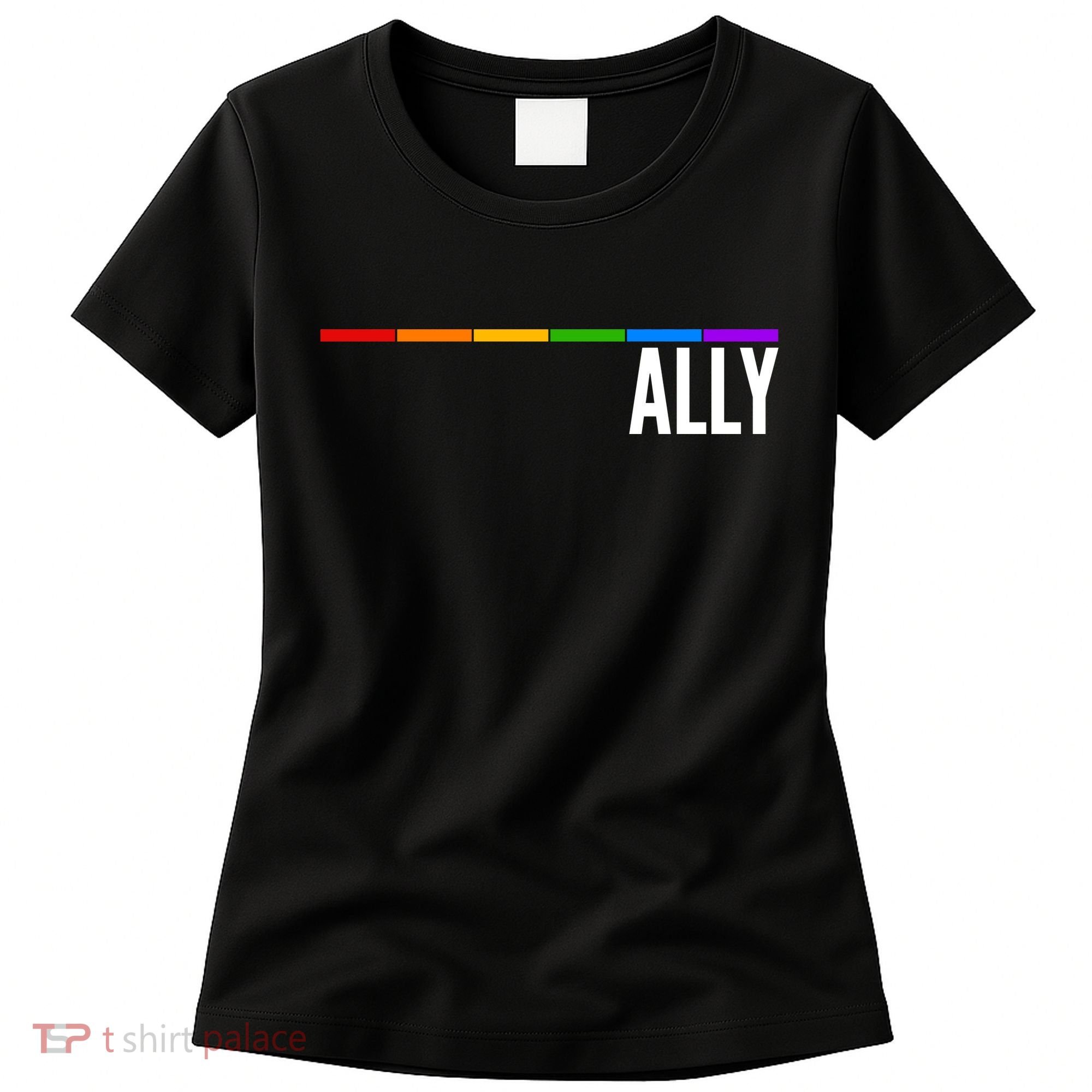 Ally LGBT Support Rainbow Thin Line Women's T-Shirt