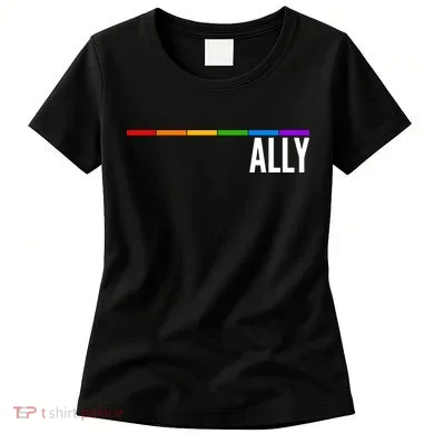 Ally LGBT Support Rainbow Thin Line Women's T-Shirt