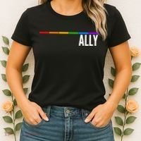 Ally LGBT Support Rainbow Thin Line Women's T-Shirt thumb 2