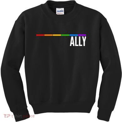 Ally LGBT Support Rainbow Thin Line Kids Sweatshirt